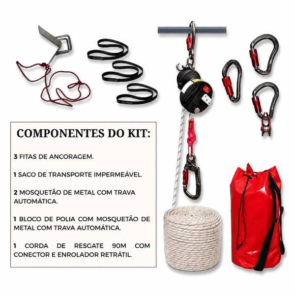Kit para Trabalho em Altura | Sistema Completo para Resgate, Evacuação e Movimentação Vertical NR-35
