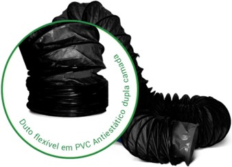 Duto Flexível Antiestático 300mm (Preto) | Segurança EX NR-33