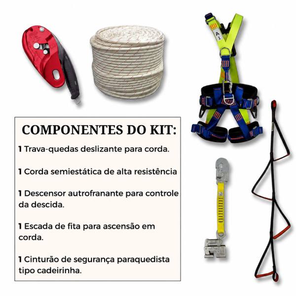 Kit de Alpinismo Industrial | Sistema Completo para Trabalho em Altura, Acesso por Corda e Resgate NR-35