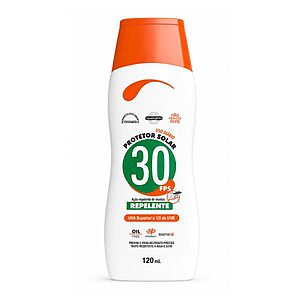 Protetor Solar FPS 30 com Repelente: proteção para atividades ao ar livre