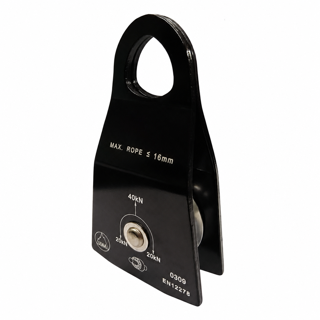 Polia Base Chata com Rolamento de Esferas para Cordas de até 16 mm