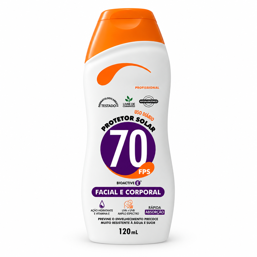 Protetor Solar Facial FPS 70 | Alta Proteção UVA e UVB para Uso Profissional